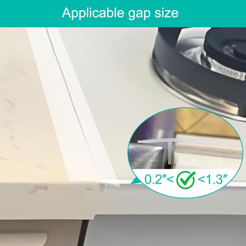 Mofason Stove Counter Gap Cover, Kitchen Silicone Oven Gap Filler â€“ 25 Inches Countertop Strips Gap Guard, Easy to Clean (Clear) - Image 3